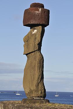 Moai with eyes and a hat