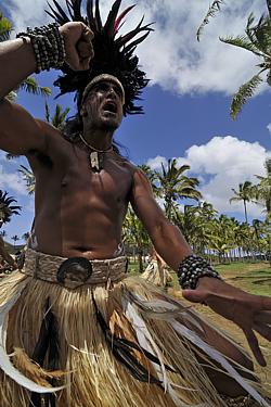 Rapanui performing a war dance