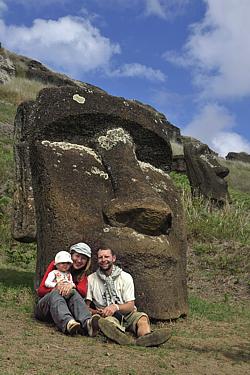 Moai inside the crater of Rano Raraku