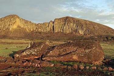 Lying moai at the Ahu Tongariki
